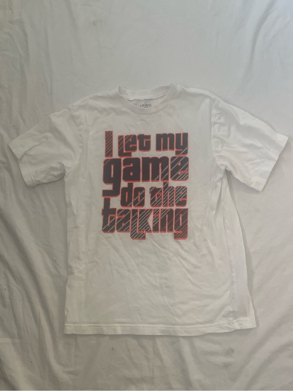 Place White T-Shirt with Red and Black Graphic